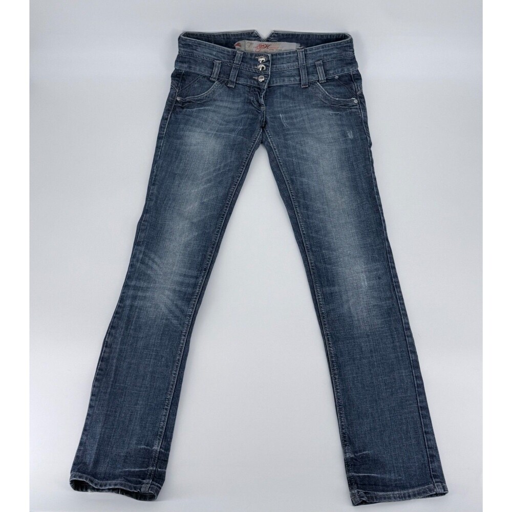 River Island Love & Honour Skinny Jeans Womens 34x32 Low Rise Blue Denim Stretch